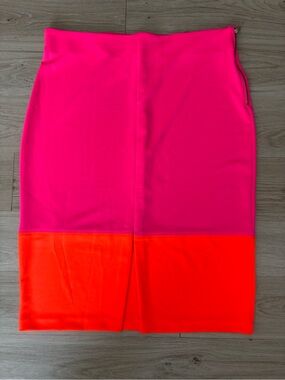Worthington Woman Neon Pink And Orange Midi Plus Size Women Skirt Size: 18W